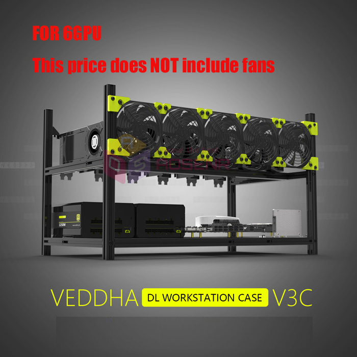 6/8 GPU Aluminum Stackable Open Air Mining Case Computer Frame Rig for Ethereum